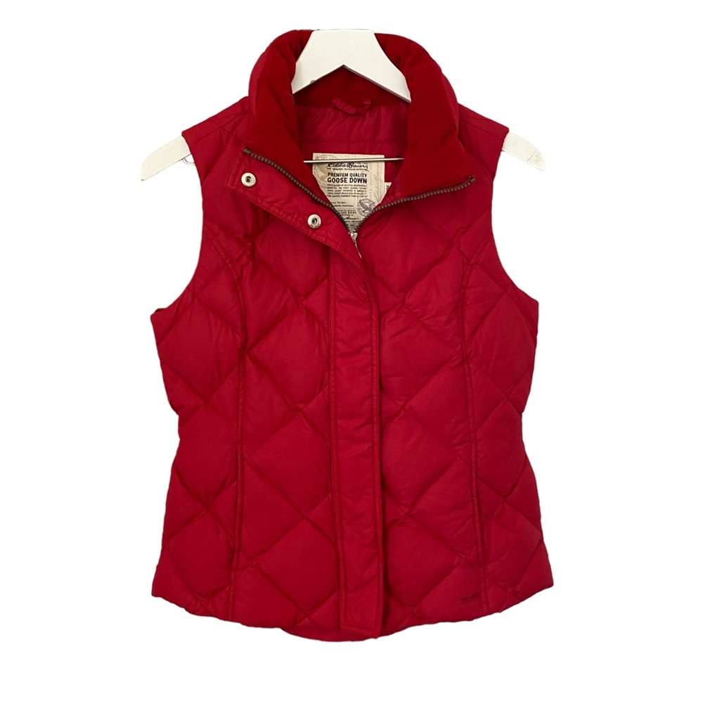 Eddie Bauer Premium Quality Goose Down Puffer Red Vest Women’s Size Small